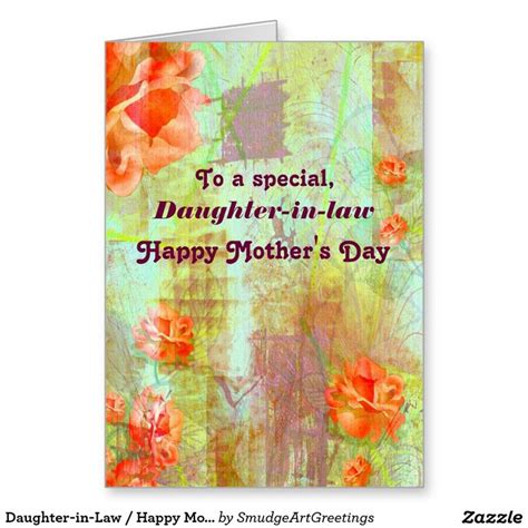 Daughter In Law Happy Mothers Day Flowers Card Zazzle Happy Mothers Mothers Day