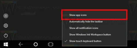 Enable App Icons On Taskbar In Tablet Mode In Windows 10