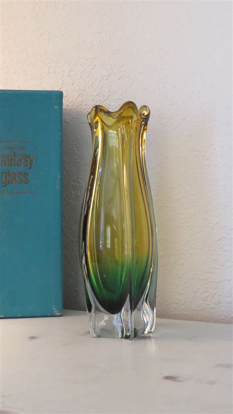 Vintage Japanese Narumi Sanyu Fantasy Glass Vase Art Glass Etsy Uk
