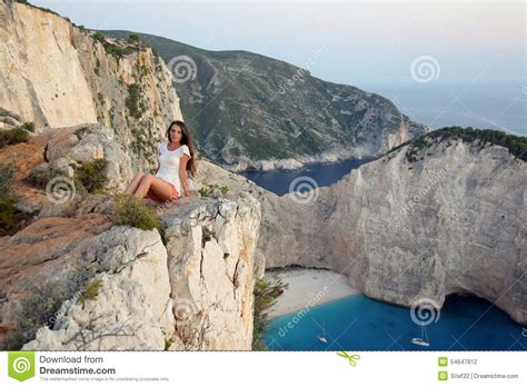 Beautiful Tourist At Navagio Beach Zakynthos Island