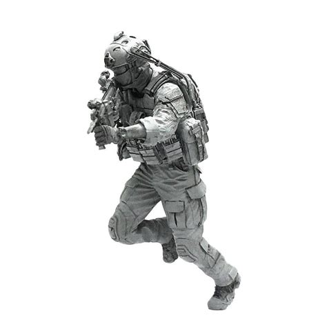 135 Modern Us Army Soldier With Minigun Unassembled Scale Model Models