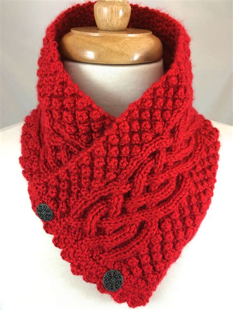 Neckwarmer Irish Celtic Knot Trinity You Choose Handknit Caron Simply