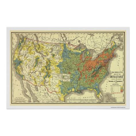 Population Density Usa Map 1890 Poster Zazzle