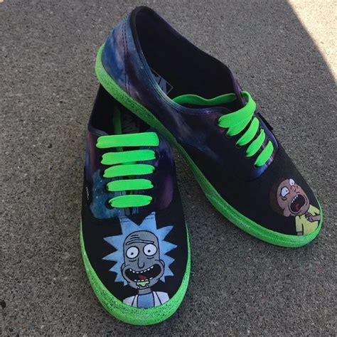 Custom Painted Vans Rick And Morty Themed Mens 7 Womens 85