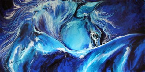 Blue Night Abstract Equine By Marcia Baldwin