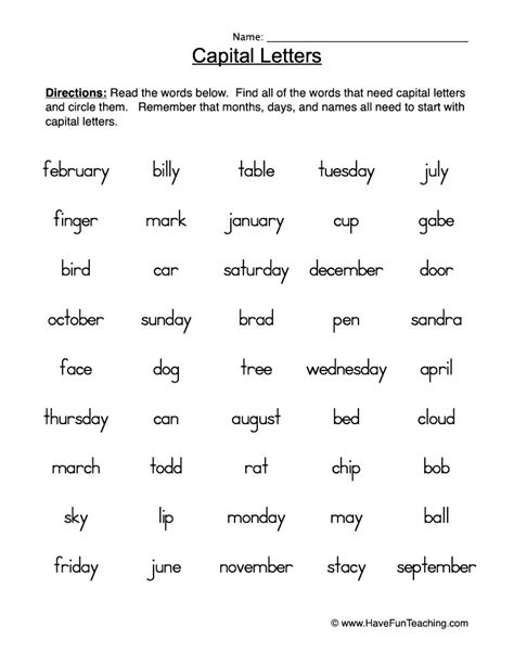 Capital Letters Find It Worksheet Have Fun Teaching