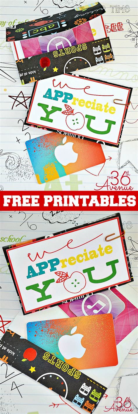 Just print onto card and fold once. Free Printables - Teacher Appreciation | The 36th AVENUE