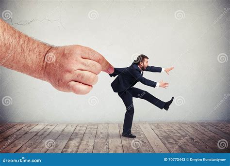 Big Hand Is Pulling A Man Backwards Stock Image Image Of Control