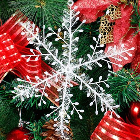 New Christmas Tree Decorations Snowflakes White Plastic