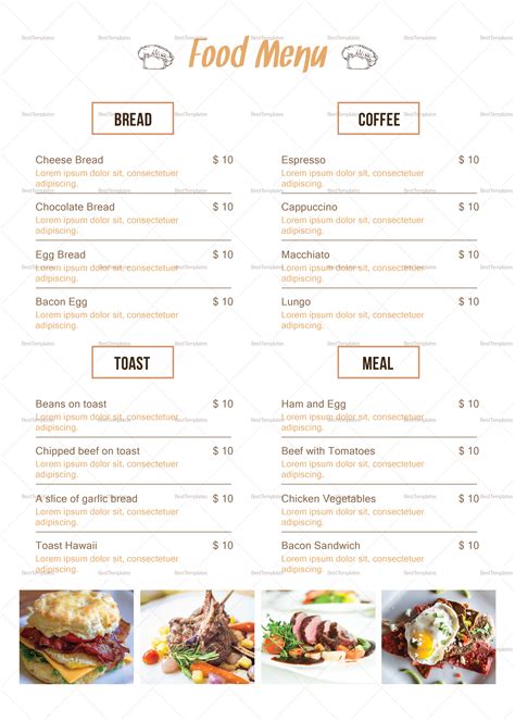 Breakfast Menu Template For Your Needs