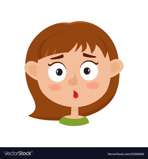 Little Girl Surprised Face Expression Cartoon Vector Image