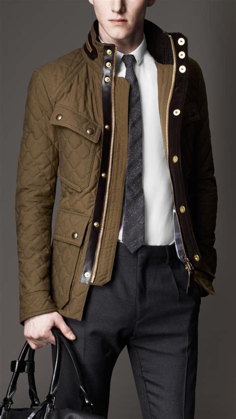 Lyst Burberry Waxed Cotton Quilted Field Jacket In Green For Men