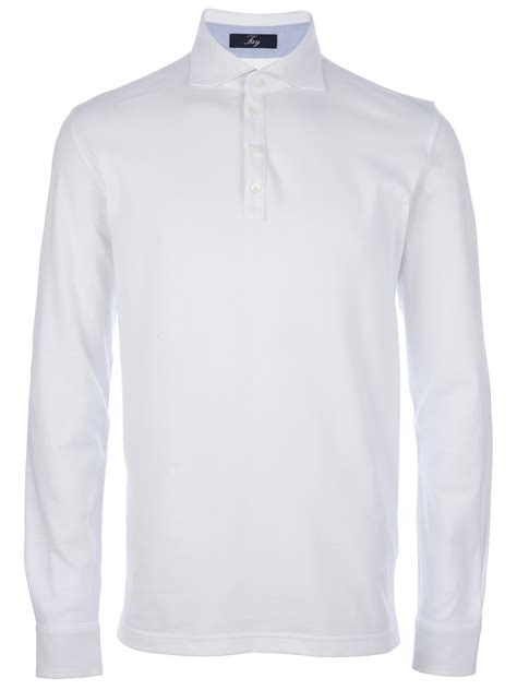 Fay Long Sleeve Polo Shirt In White For Men Lyst