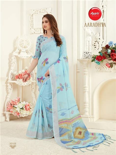 Apple Sarees Casual Elegance Linen Saree 63 M With Blouse Piece At Rs 615 In Surat
