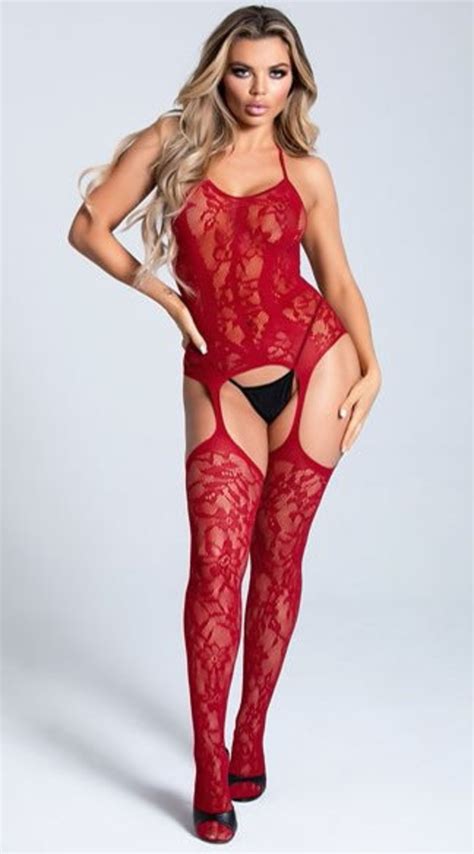 EnticinglyYou Womens Sexy Red Sheer Halter Body Stocking Etsy