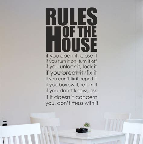 House Rules Kitchen Living Room Wall Art Sticker Wall Decal Home Diy