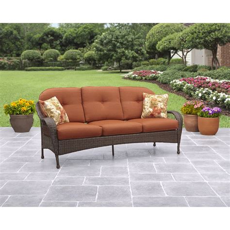 Cast or wrought iron outdoor furniture typically has a long life and requires simple cleaning with mild soapy water. Better Homes and Gardens Azalea Ridge Outdoor Sofa, Seats ...