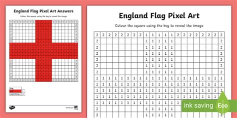 Free England Flag Pixel Art Template Lehrer Gemacht