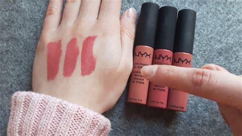 Nyx Soft Matte Lip Cream Shanghai Vs Zurich Vs Cannes Shades