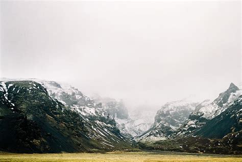 Hd Wallpaper Landscape Photo Of Mountain Covered With Snow And Fog