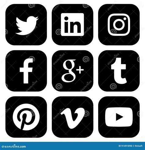 Collection De Logos Noirs De Media Social Populaire Photo Stock