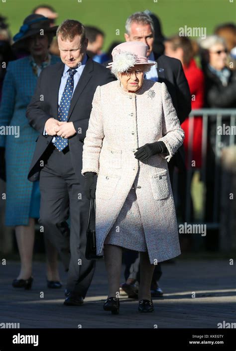 Queen Elizabeth Ii During Her Visit To The Chichester Theatre In