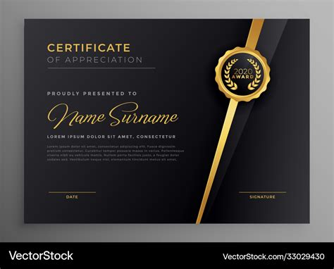 Black And Gold Multipurpose Certificate Template Vector Image