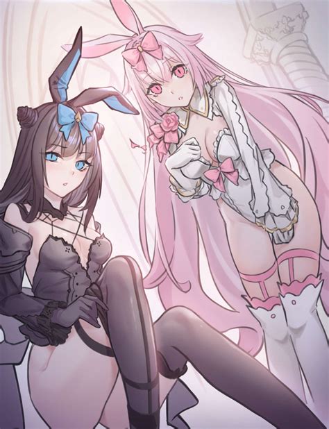 Rule 34 Arcaea Black Hair Blue Eyes Bow Bow Tie Bowtie Breasts Bunny Costume Bunny Ears Bunny