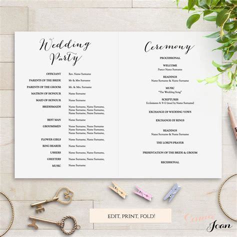 Check spelling or type a new query. Sweet Bomb Printable Folded Wedding Order of Service Template - Connie & Joan