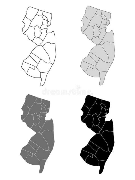 Mapa Vectorial De Los Condados De Nueva Jersey Ilustración del Vector