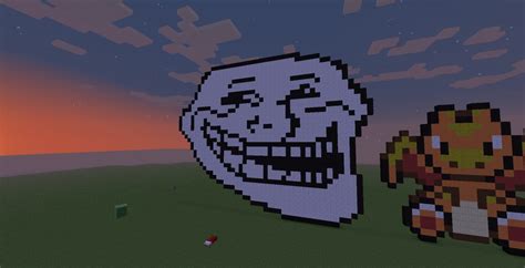 Pixel Art 8 Bit Troll Face Minecraft Project