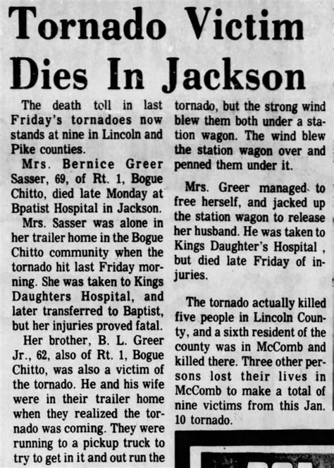 Mccomb Pinola Ms F4 Tornado January 10 1975 Tornado Talk