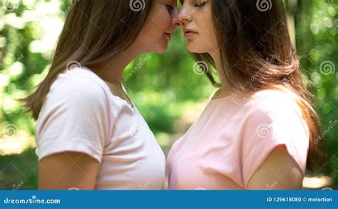 Tender Feelings Of Lesbian Lovers Going To Kiss Same Sex Love Lgbt Rights Stock Photo Image
