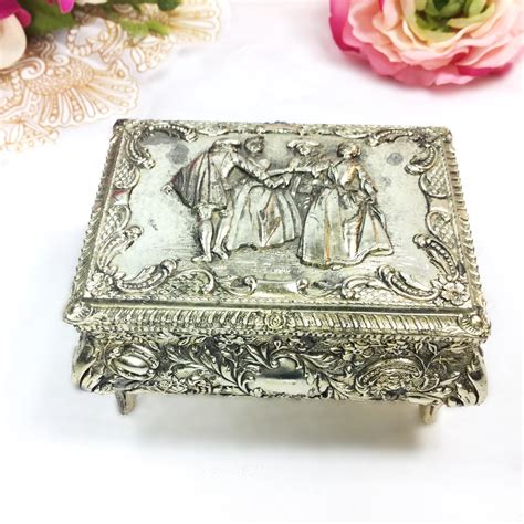 Ornate Silver Victorian Trinket Box Silver Victorian Jewlery Box