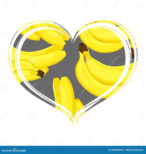 Beautiful Bananas In The Heart Stock Vector Illustration Of Design Style 104844689
