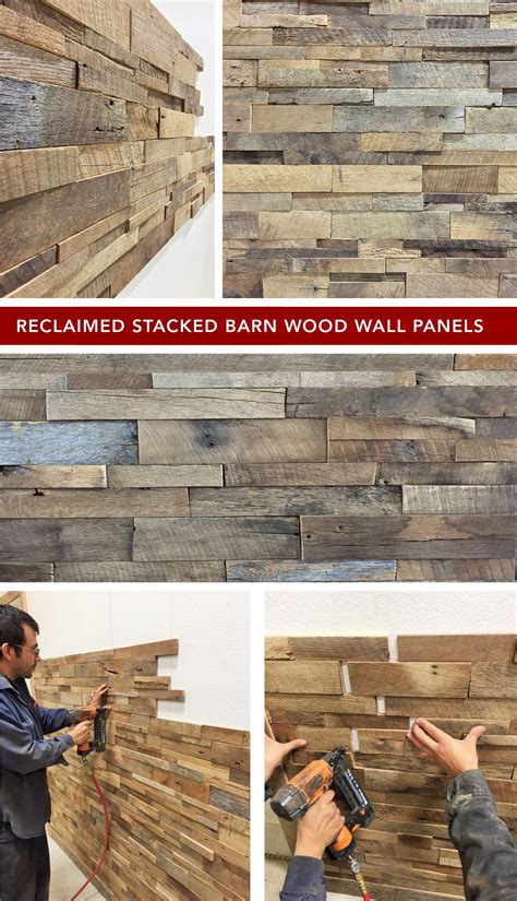 15sf Reclaimed Barn Wood Stacked Wall Panels Barn Wood Reclaimed