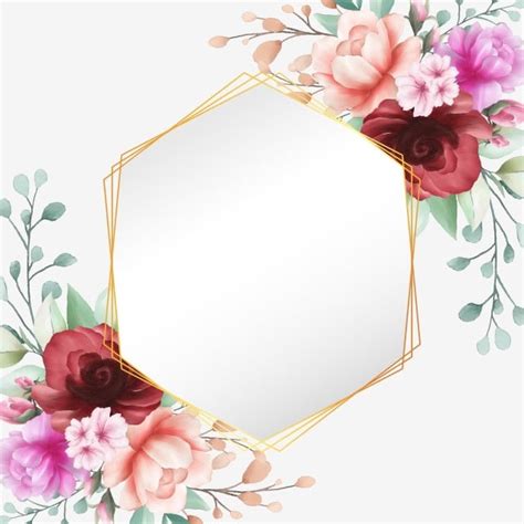 Golden Geometric Frame Vector Hd Images Elegant Watercolor Flowers