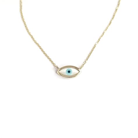 K Greek Evil Eye Necklace Pendant K Yellow Solid Gold Etsy