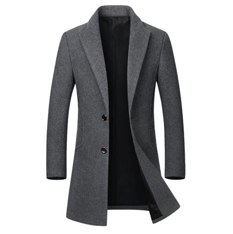Casual Semi Formal Jacket Mens High Quality Slim Collar Wool Coat Men