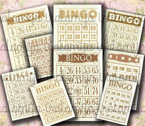 Printable Bingo Cards Vintage Bingo Cards Vintage Bingo Cards