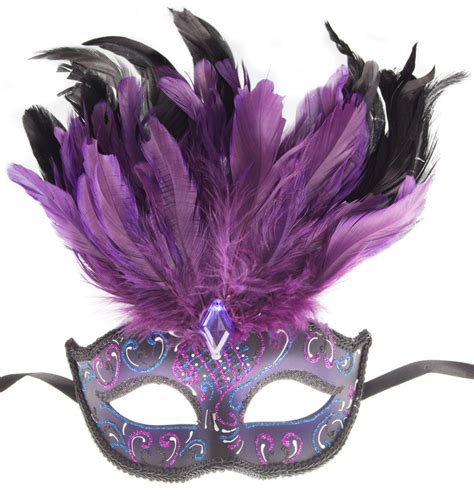 Rio Carnival Feather Masquerade Eye Mask Purple Carnival Masks