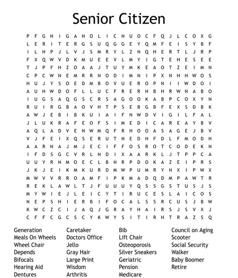 Senior Citizen Large Print Word Search Puzzles For Se