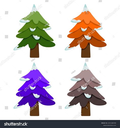 Vector Illustration Set Snowy Fir Tree Stock Vector Royalty Free