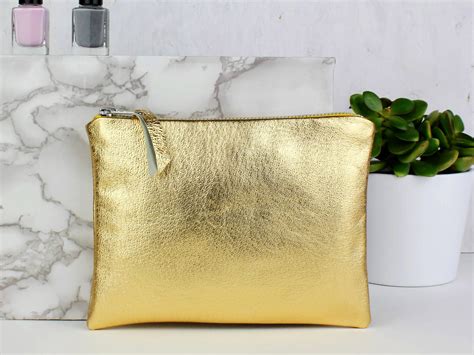 Gold Metallic Leather Bag Leather Clutch Bag Womens Bag Etsy