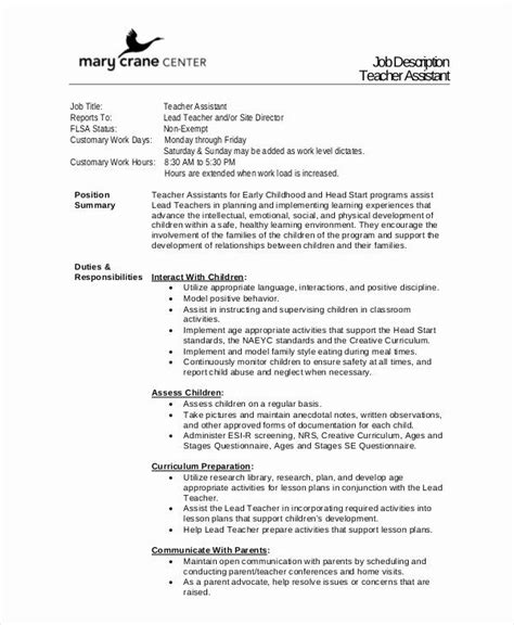 Teacher Aide Job Description Resume Awesome 12 Teacher Job Descriptions