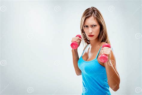 Fitnes Woman With Dumbbells Stock Image Image Of Sport Fitness
