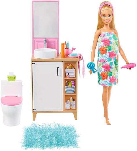 Barbie Doll And Bathroom Furniture Playset 115 Inch Blonde Vanity And Accessories T For