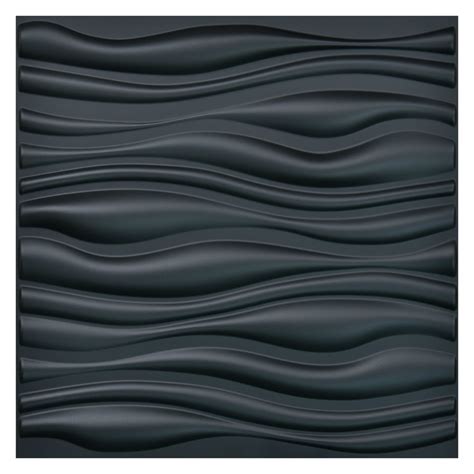 Art3d Black Wave Design Iv 197x197 Pvc 3d Wall Panel 12 Pack