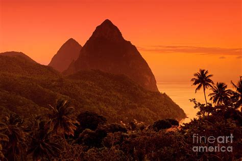 The Pitons At Sunset St Lucia Photograph By Justin Foulkes Pixels