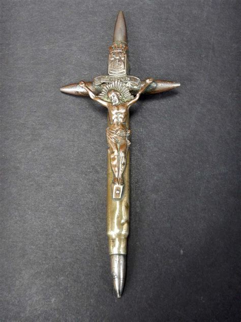Exceptional Trench Art French Military Ww1 Army Trench Art Crucifix